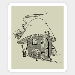 Mushroom Hut, Cottagecore Aesthetic, Adventure for Vintage Mycology and Gardening Lovers Magnet